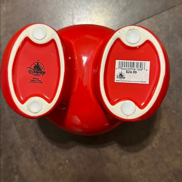 DISNEY PARKS MICKEY MOUSE RED PANTS CERAMIC BOWL FOR CANDY DIPS NUTS OLIVES NWT - Picture 3 of 3